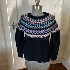 J. Jill Black Sweater with Multicolor Pattern